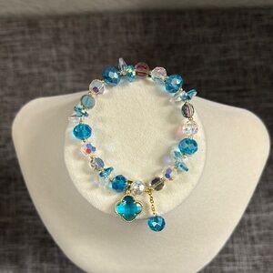 Blue and Gold To e Crystal Bracelet with Charm